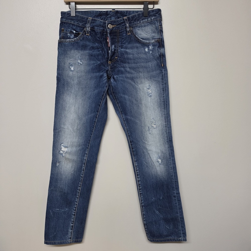 Dsquared2 Jeans Mens 44 Blue Distressed‎ Slim Fit Made In Italy Denim